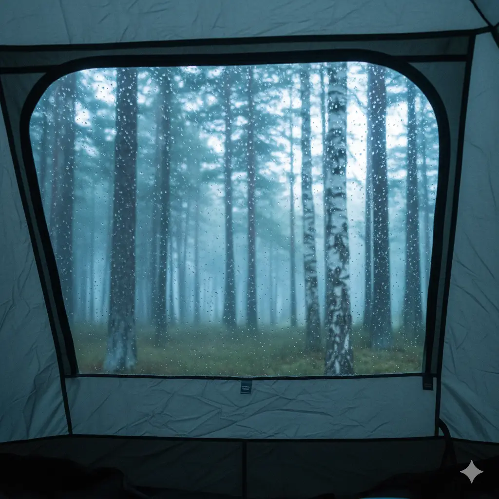 Intérieur tente de toit avec condensation
