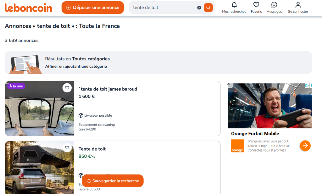 tente de toit occasion le bon coin