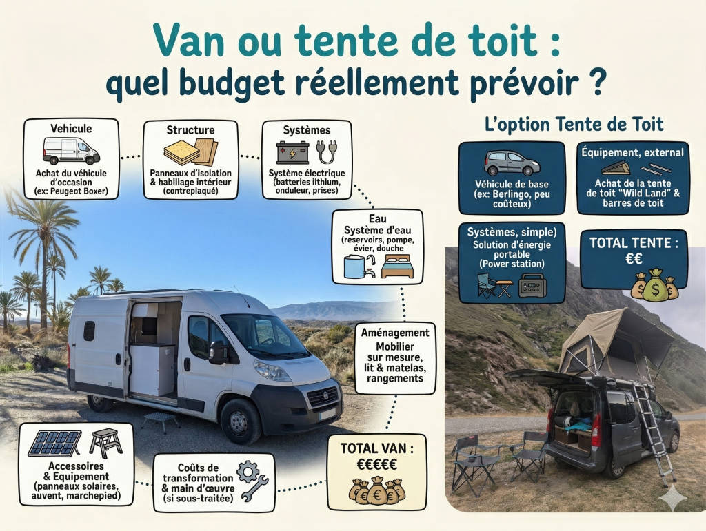 Van ou tente de toit : quel budget réellement prévoir ?